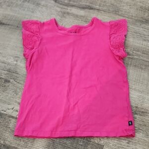 GAP Pink Short Sleeve Tee with Ruffled Cap Sleeves